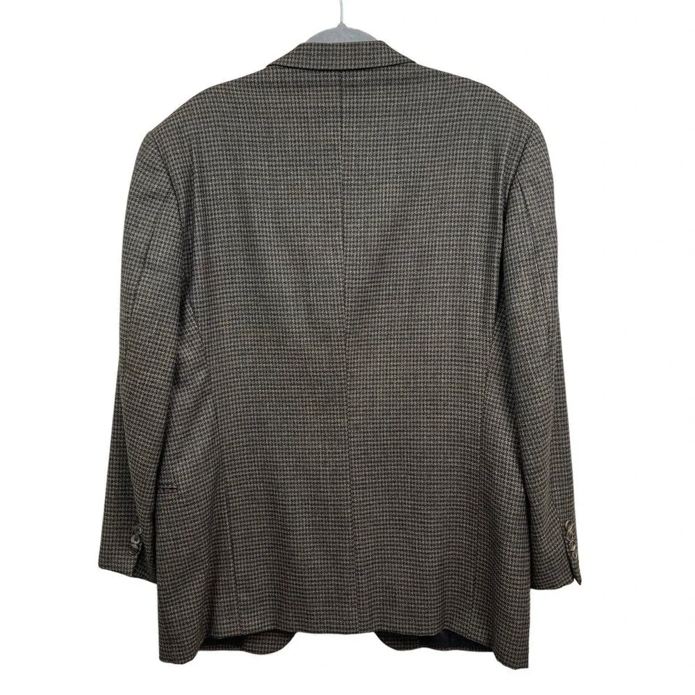 Joseph Abboud‎ Sport Coat Jacket Wool Houndstooth Three Button Brown Men Sz 44R